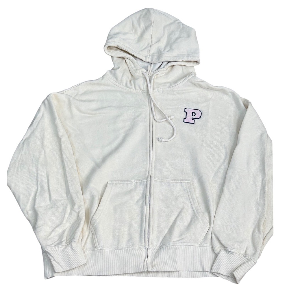 PINK Zip Up Hoodie Women Small Ivory Cozy Casual Twee Athleisure
Fleece